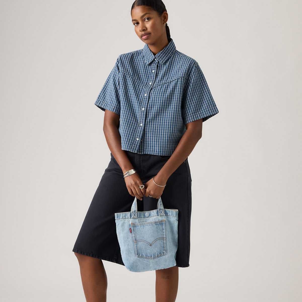 Mini Tote Bag — Ocean - Light Wash