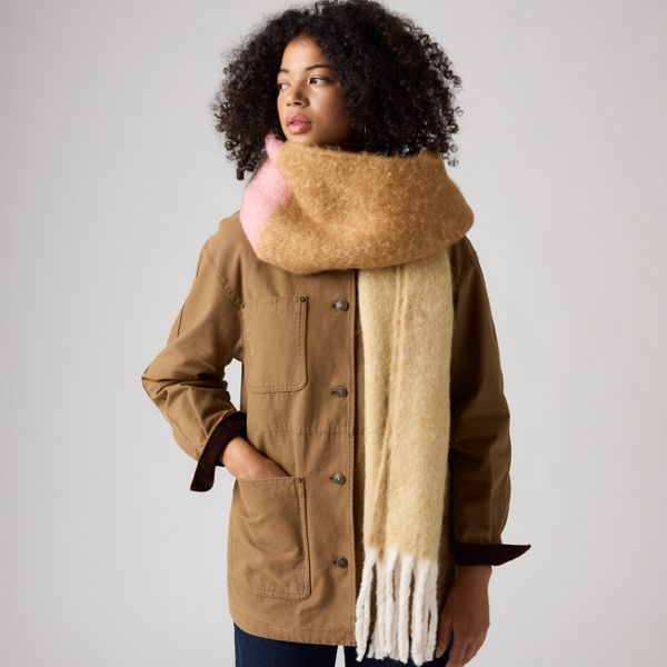 Fuzzy Scarf — Jolea Stripe Tameless Rose - Multi-Color