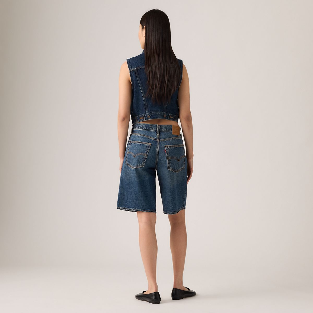 Baggy Dad Jorts — Hinged Heart - Dark Wash
