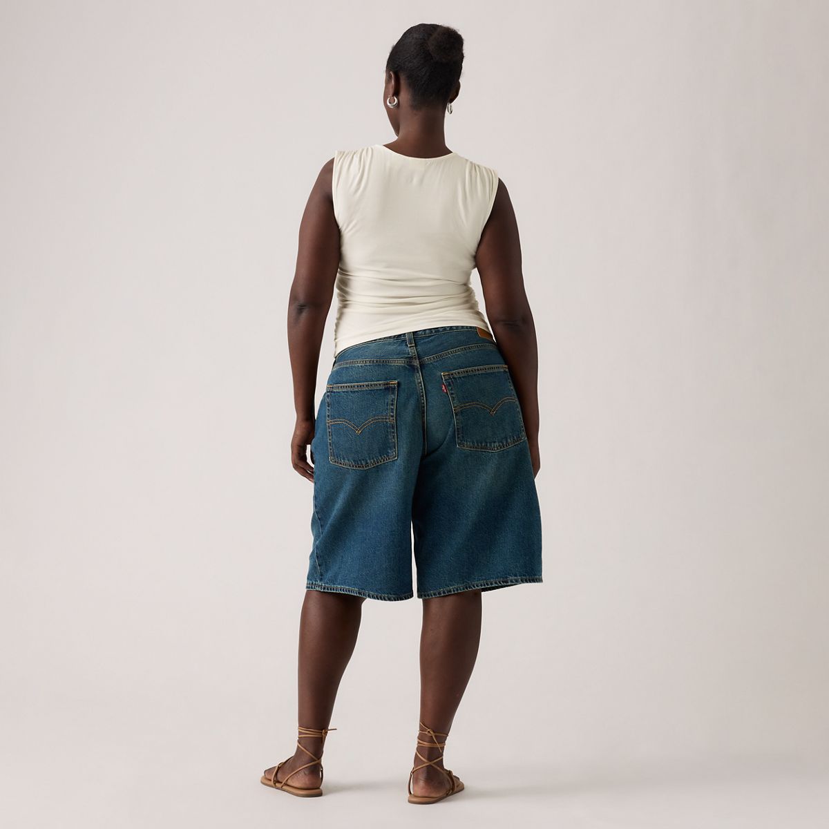 Baggy Dad Jorts — Hinged Heart - Dark Wash