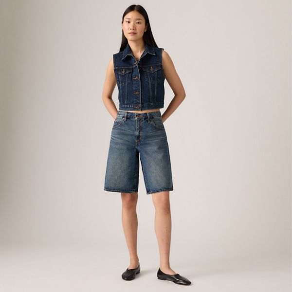 Baggy Dad Jorts — Hinged Heart - Dark Wash