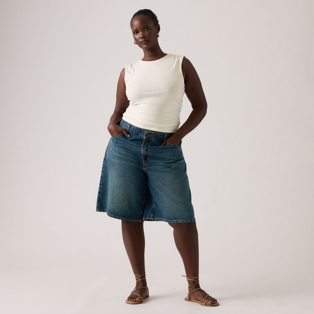Baggy Dad Jorts — Hinged Heart - Dark Wash