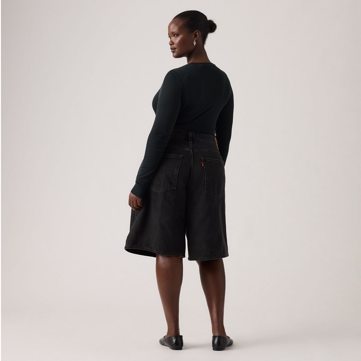 Baggy Dad Jorts — Open Mind - Black