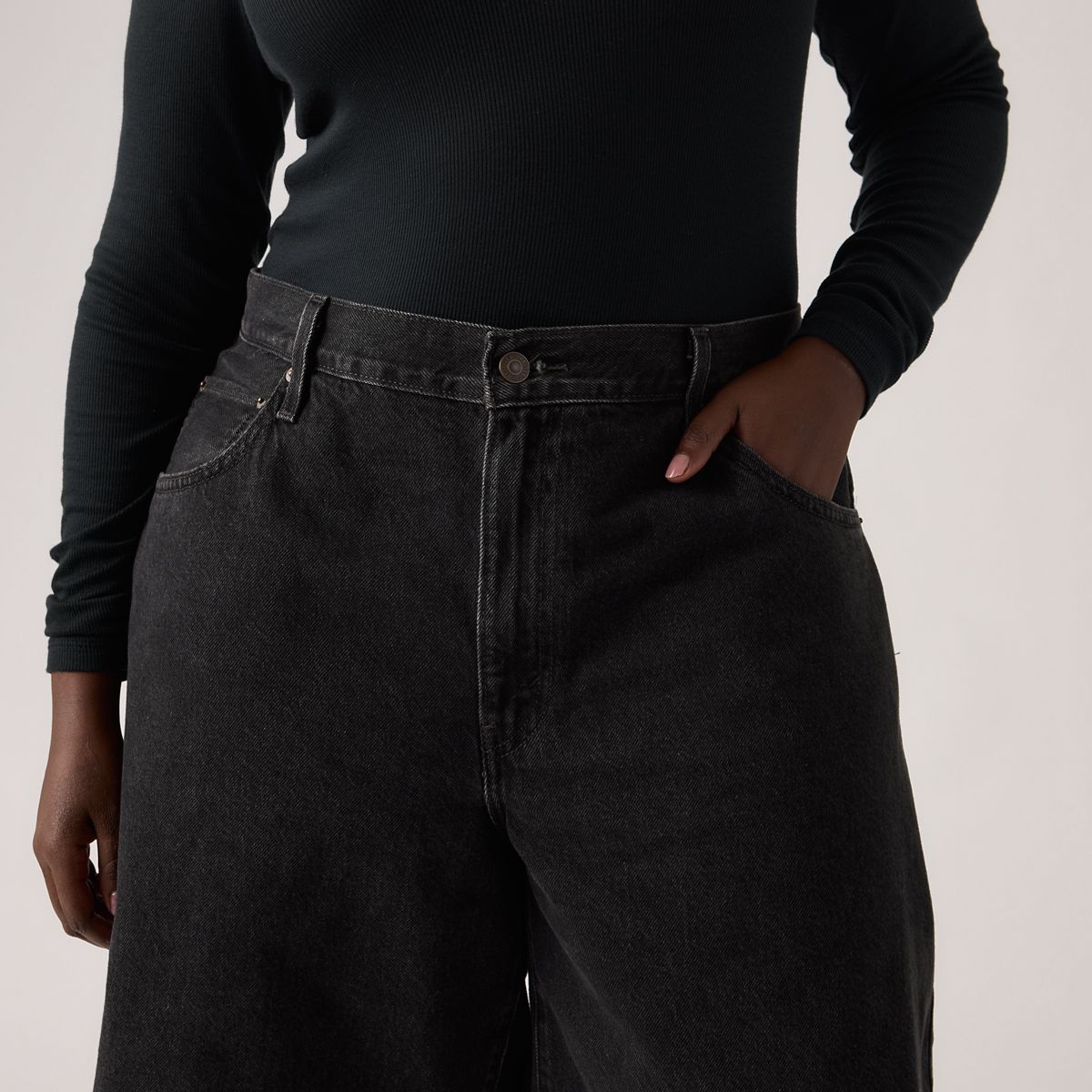 Baggy Dad Jorts — Open Mind - Black