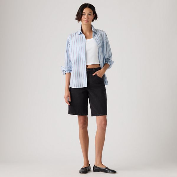Baggy Dad Jorts — Open Mind - Black