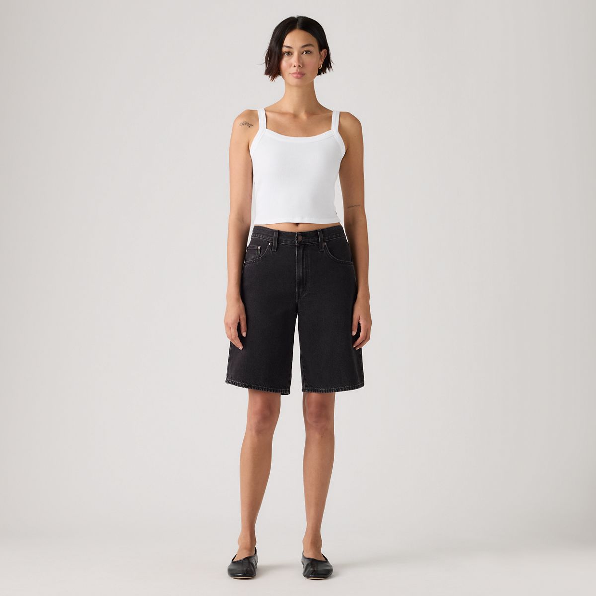 Baggy Dad Jorts — Open Mind - Black
