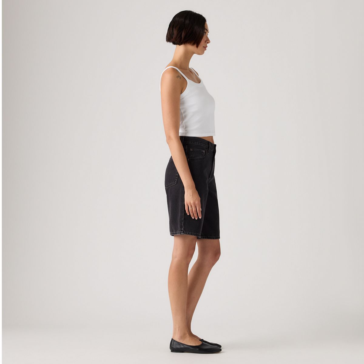 Baggy Dad Jorts — Open Mind - Black