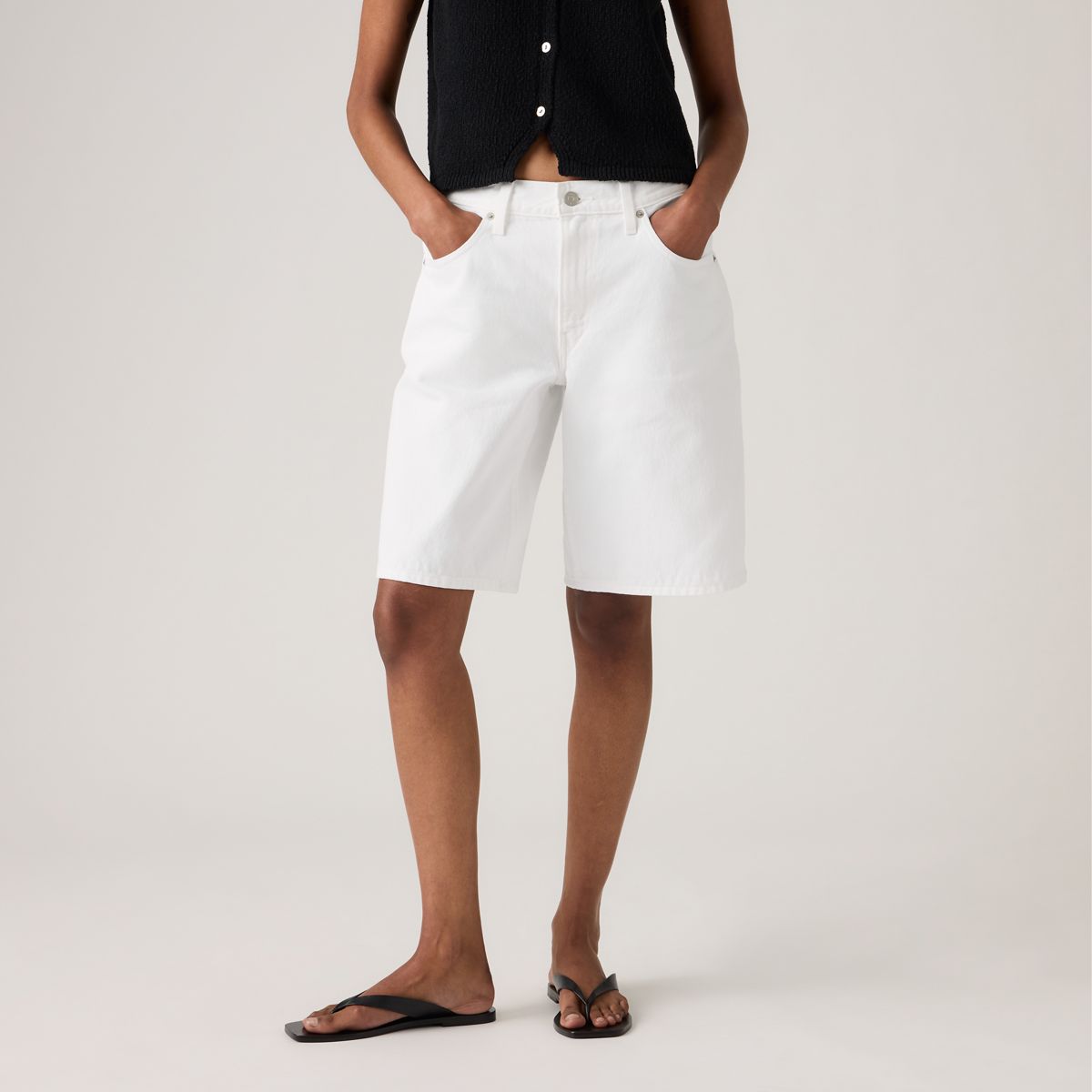 Baggy Dad Jorts — Tooth Fairy - White