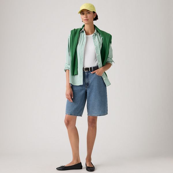 Baggy Dad Jorts — Own It Tencel - Medium Wash