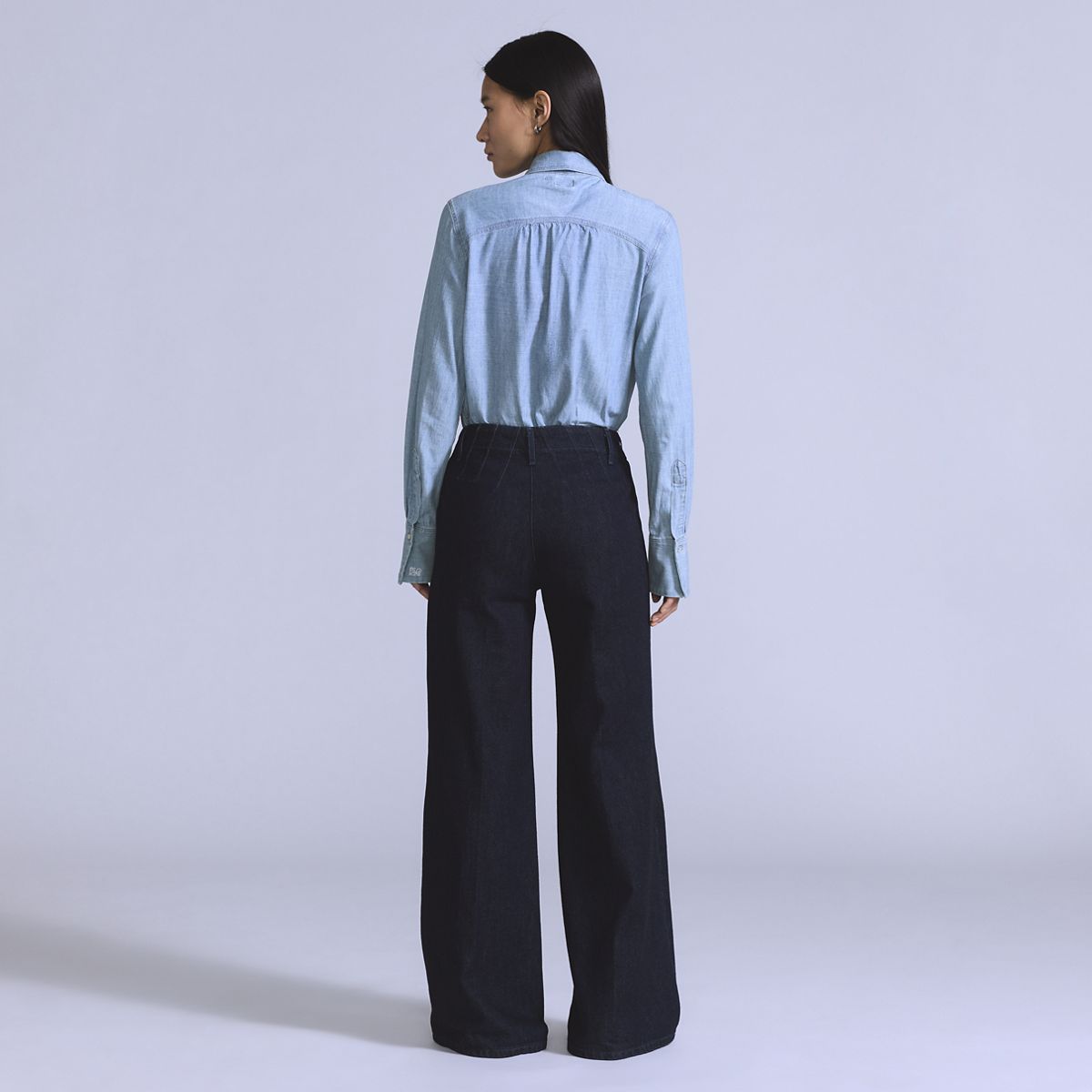 Stem Flare Trousers — Blue Lagoon Wash - Blue