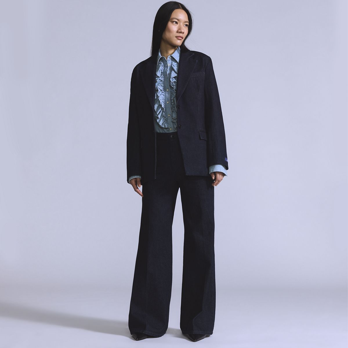 Stem Flare Trousers — Blue Lagoon Wash - Blue