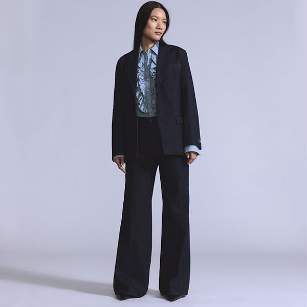 Stem Flare Trousers — Blue Lagoon Wash - Blue