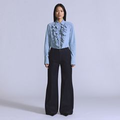 Stem Flare Trousers — Blue Lagoon Wash - Blue 5