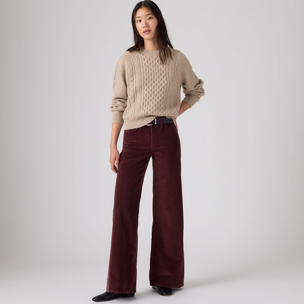 318 Shaping Wide Leg Corduroy Pants — Sassafras - Brown