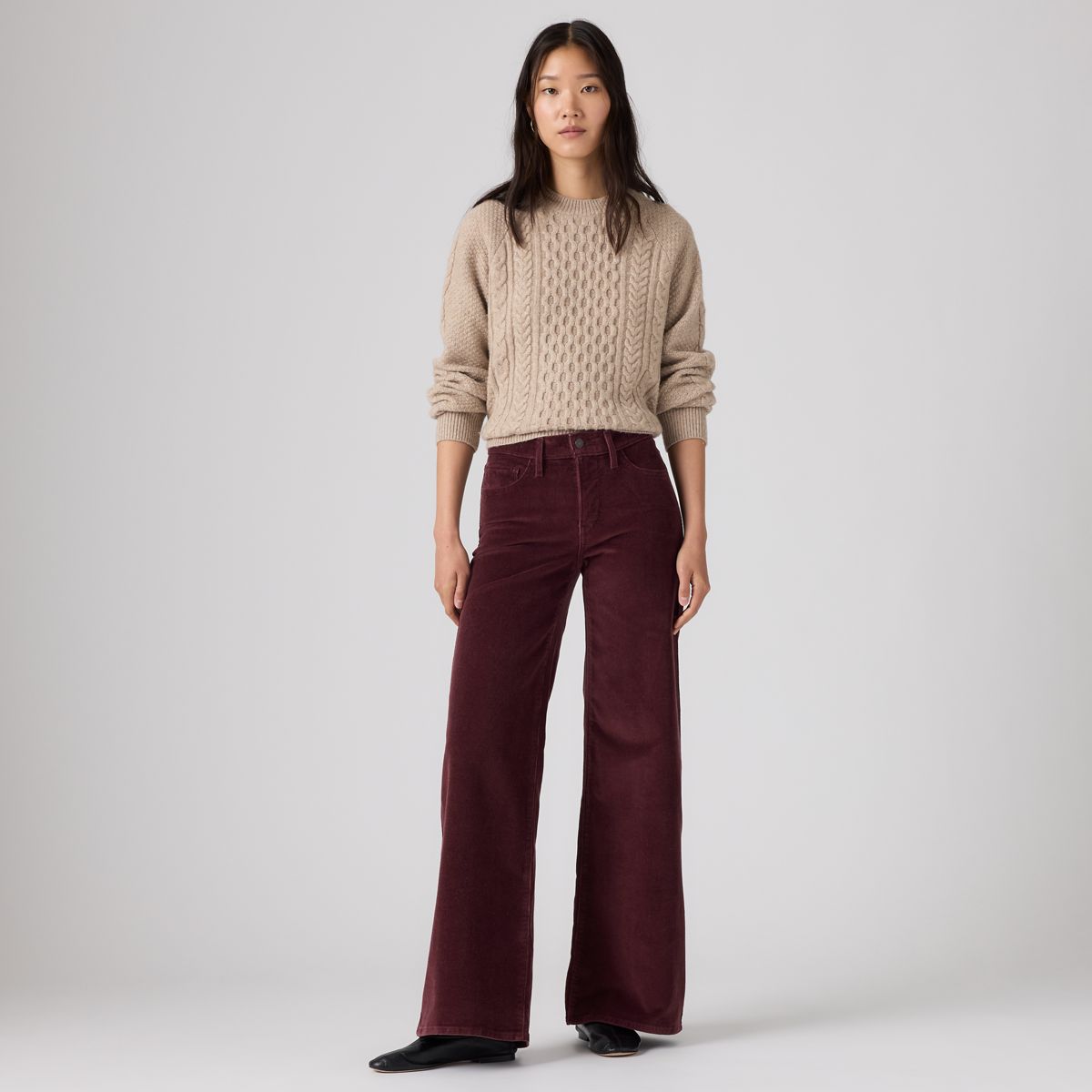 318 Shaping Wide Leg Corduroy Pants — Sassafras - Brown