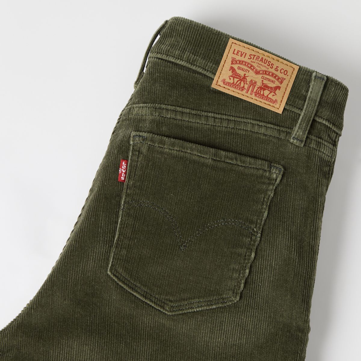 318 Shaping Wide Leg Corduroy Pants — Olive Night - Green