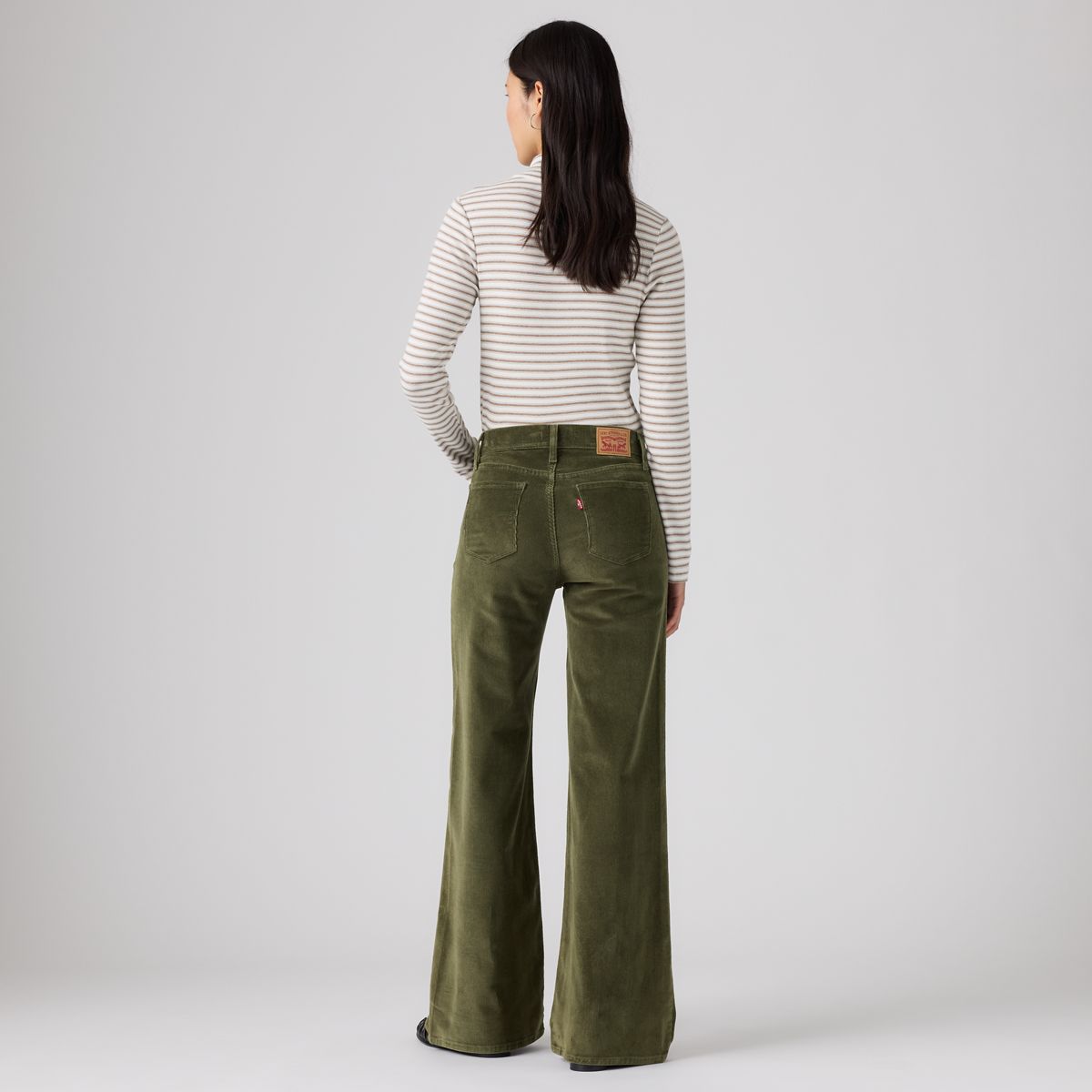 318 Shaping Wide Leg Corduroy Pants — Olive Night - Green