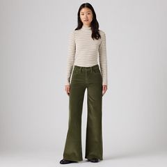 318 Shaping Wide Leg Corduroy Pants — Olive Night - Green 5