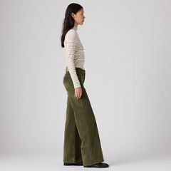 318 Shaping Wide Leg Corduroy Pants — Olive Night - Green 4