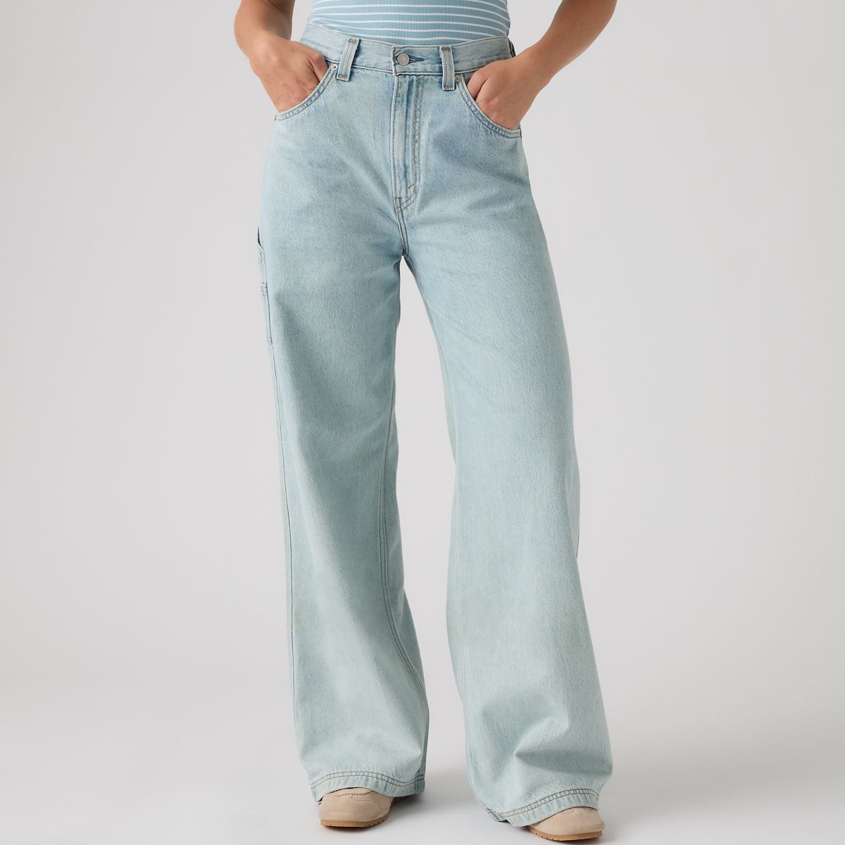 Cinch Baggy Women's Carpenter Pants — Abraided Art Jump - Light Wash