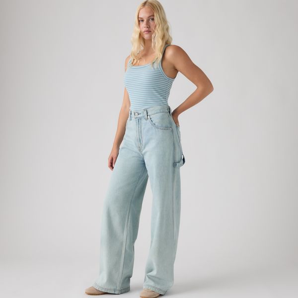Cinch Baggy Women's Carpenter Pants — Abraided Art Jump - Light Wash