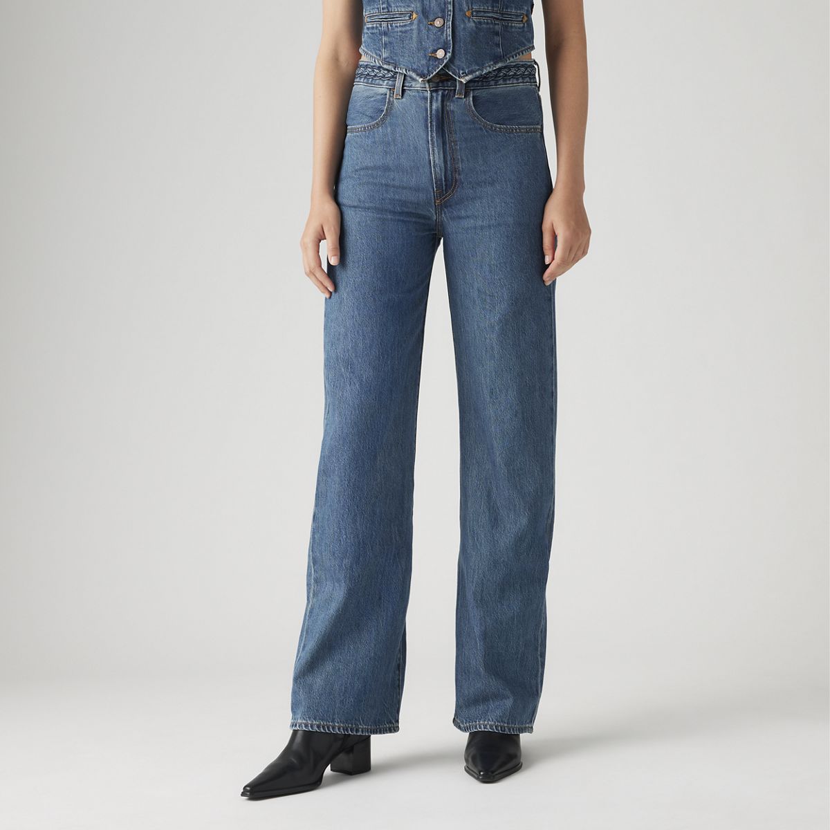 Ribcage Wide Leg Braided Women's Jeans — Big Yikes - Dark Wash