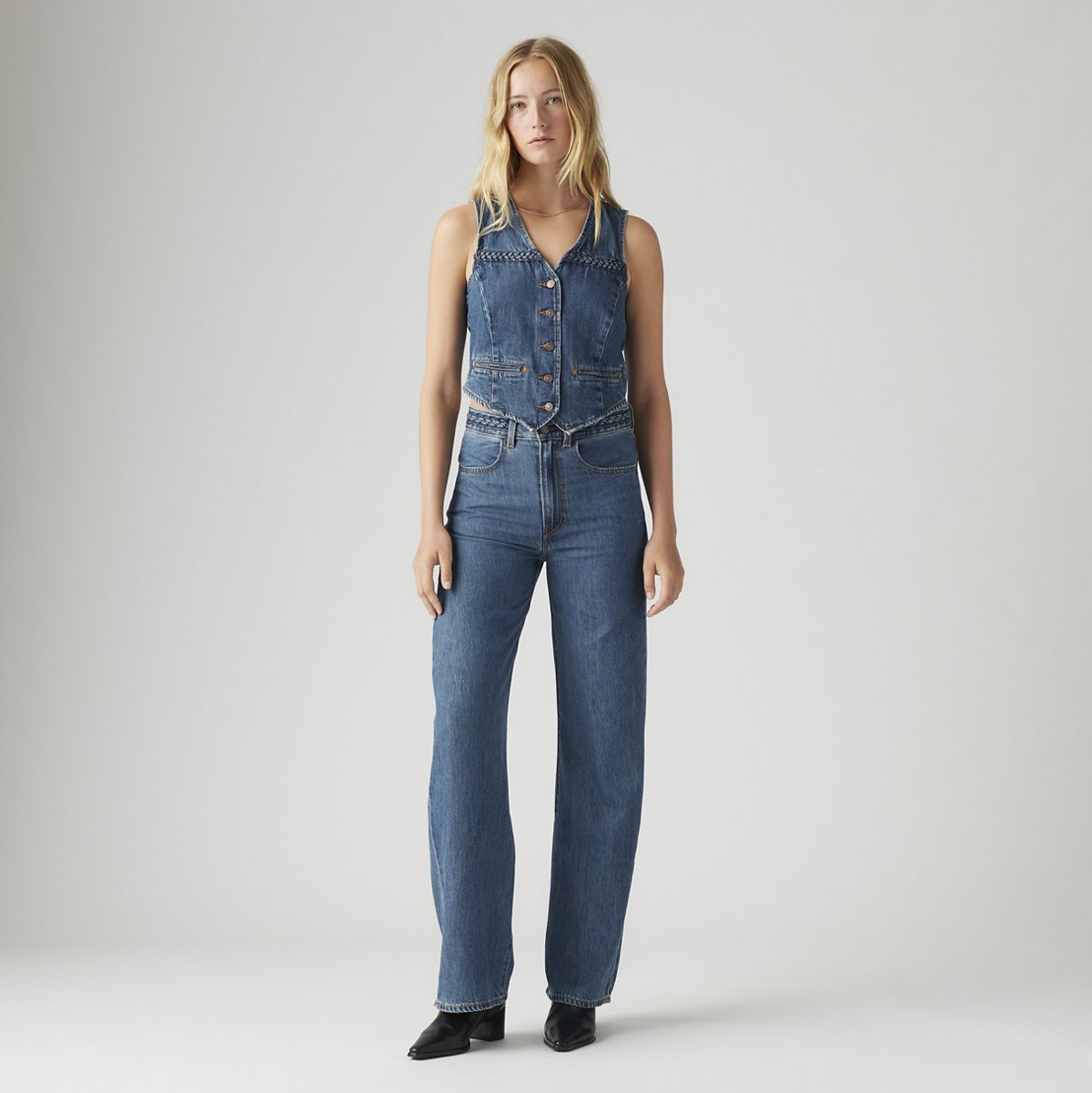 Ribcage Wide Leg Braided Women's Jeans — Big Yikes - Dark Wash