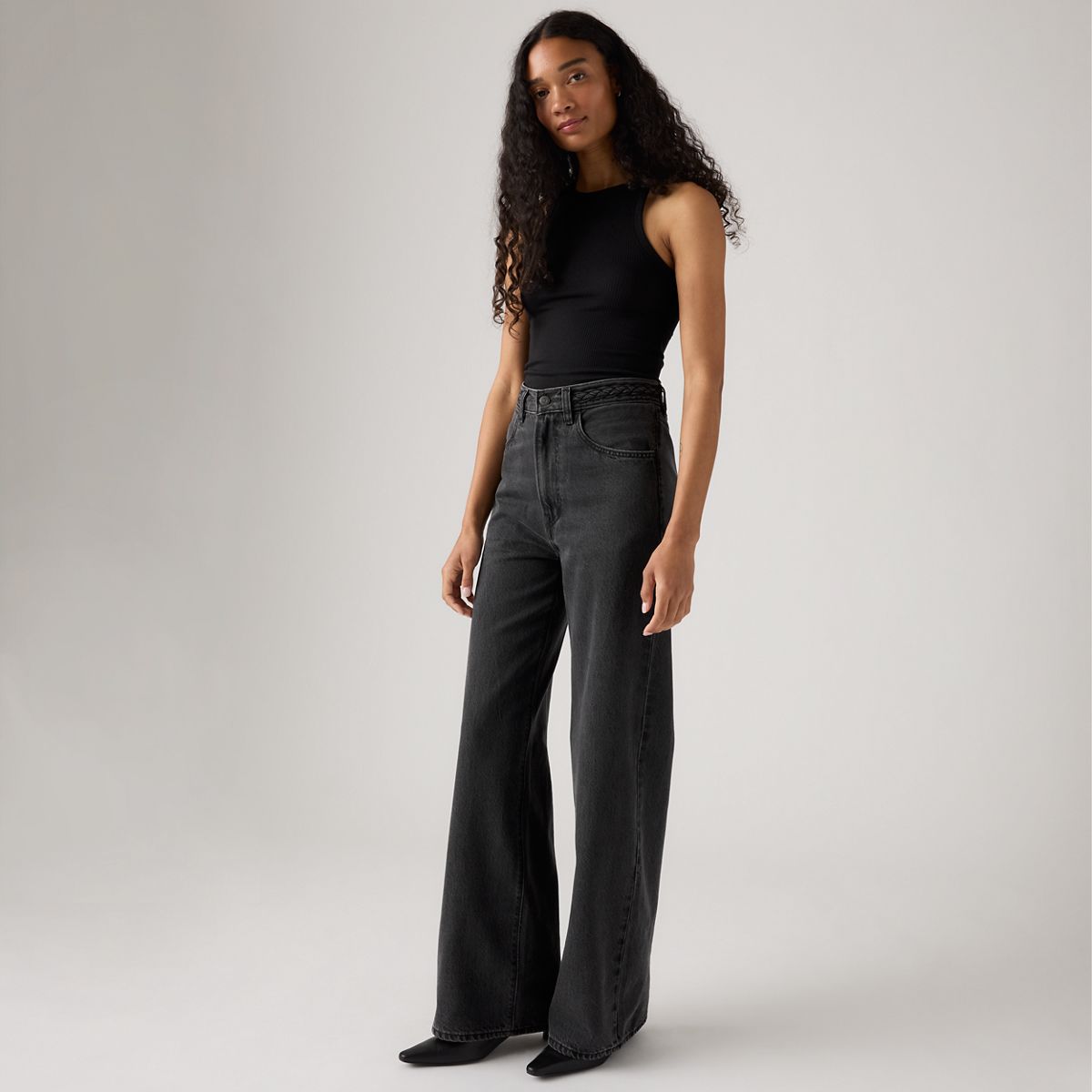 Ribcage Wide Leg Braided Women's Jeans — Don't Cut - Black