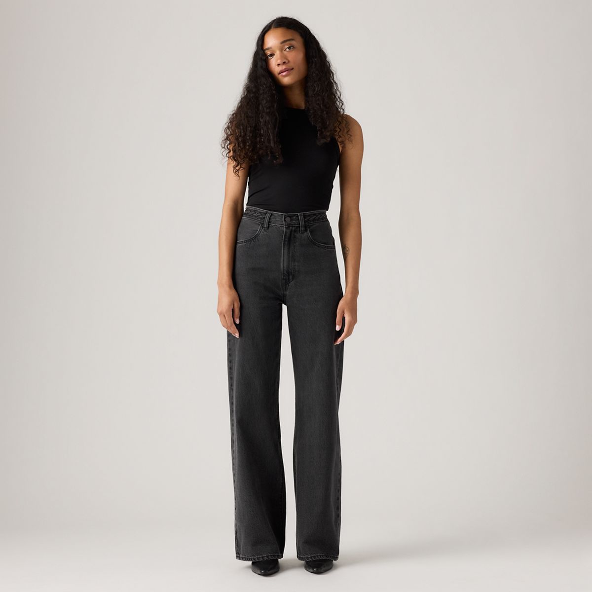 Ribcage Wide Leg Braided Women's Jeans — Don't Cut - Black