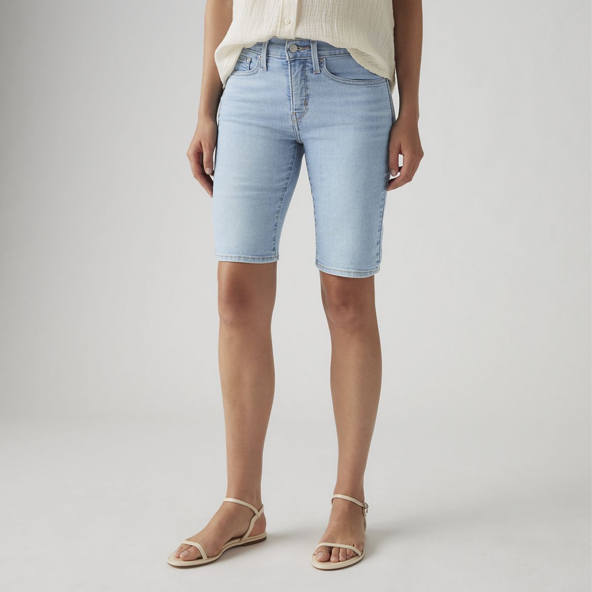 Shaping Bermuda Women's Shorts — Double Duty Short - Light Wash