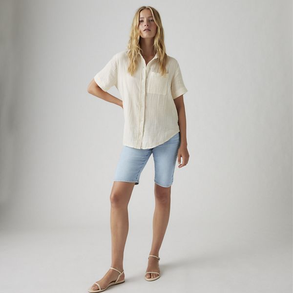 Shaping Bermuda Women's Shorts — Double Duty Short - Light Wash