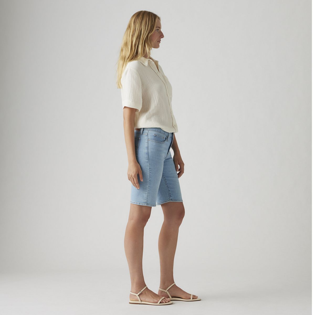 Shaping Bermuda Women's Shorts — Double Duty Short - Light Wash
