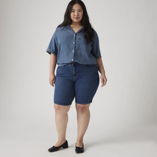 Shaping Bermuda Shorts (Plus Size) — Clever Girl Short Plus - Dark Wash