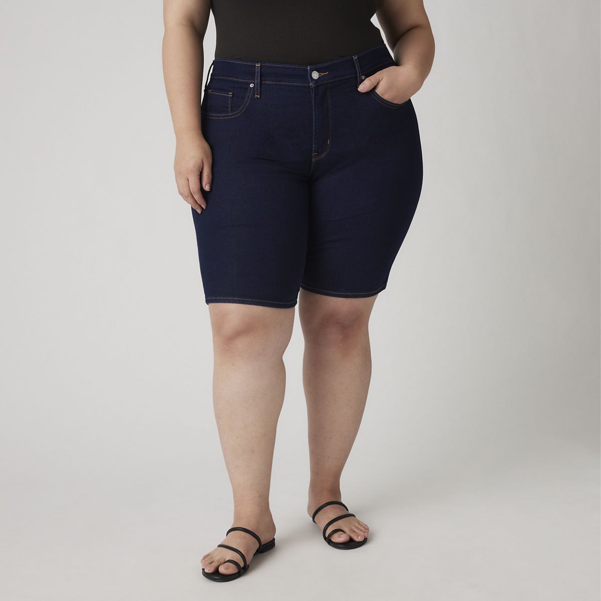 Shaping Bermuda Women's Shorts (Plus Size) — Darkest Sky - Dark Wash