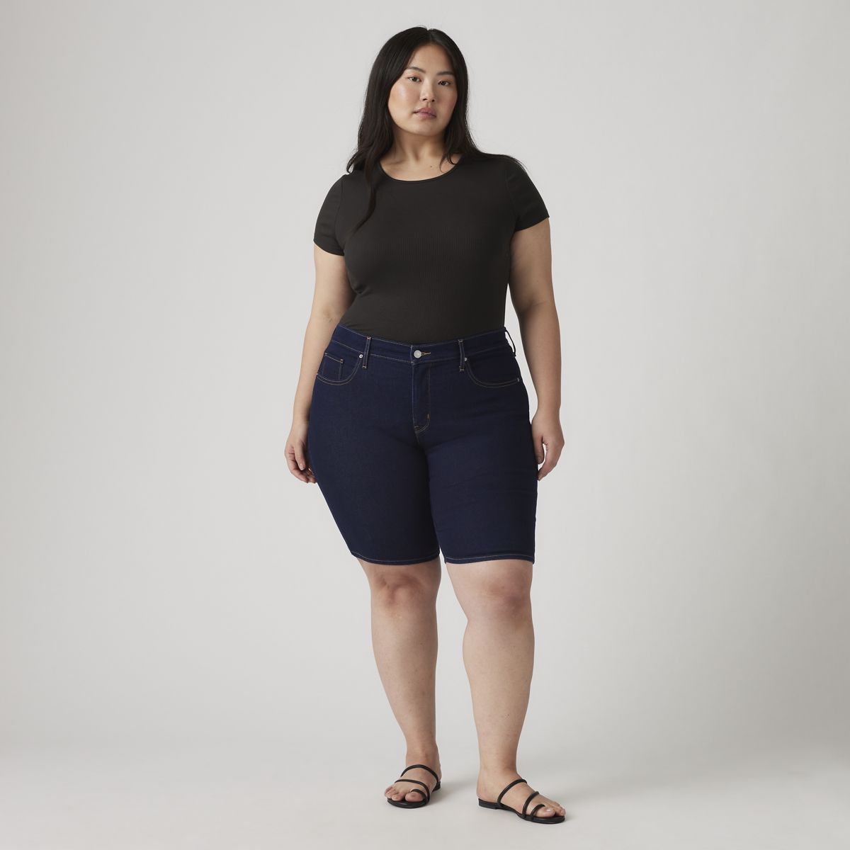 Shaping Bermuda Women's Shorts (Plus Size) — Darkest Sky - Dark Wash