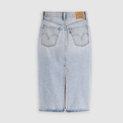 High Rise Slit Skirt — Riveting Clean Hem - Light Wash 7
