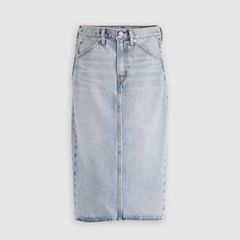 High Rise Slit Skirt — Riveting Clean Hem - Light Wash 6