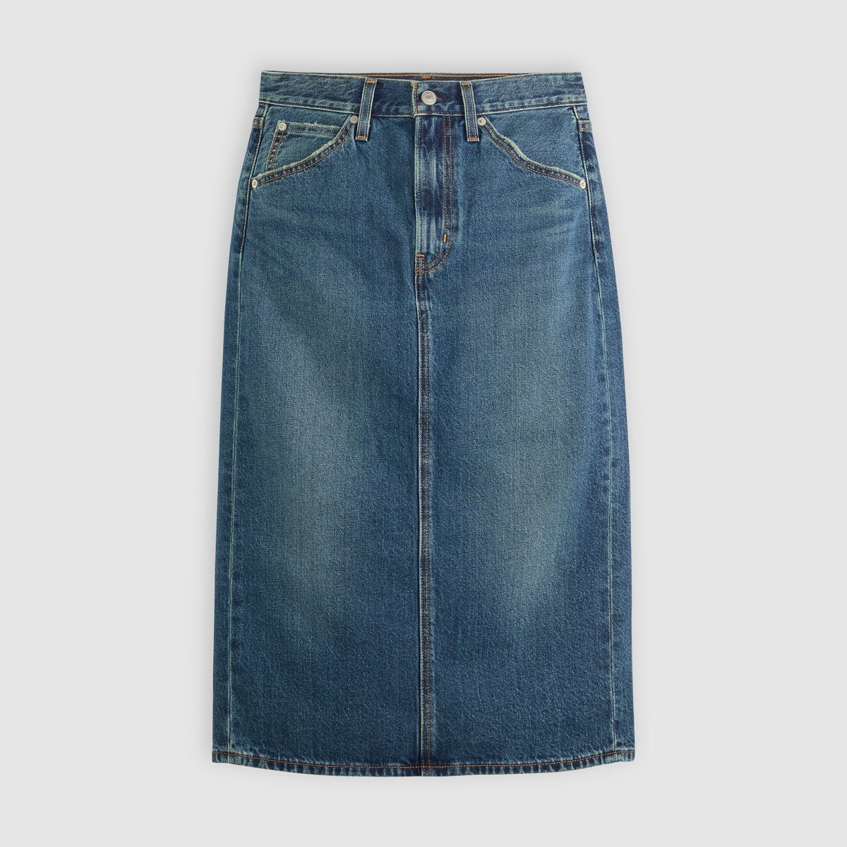 High Rise Slit Skirt — Review Time - Medium Wash