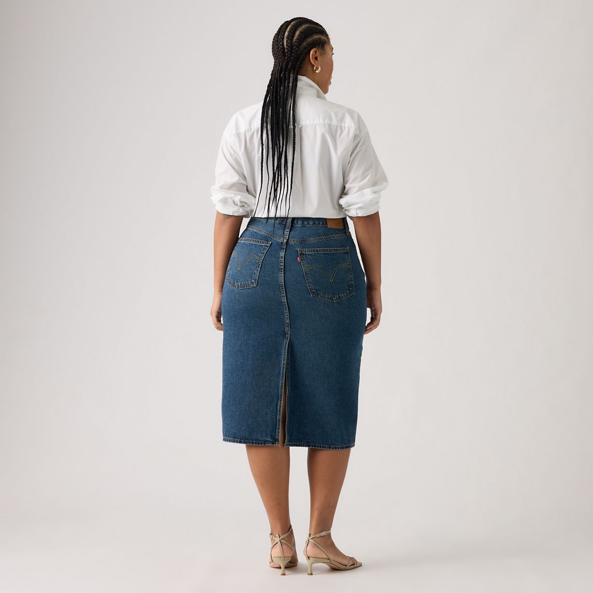 High Rise Slit Skirt — Review Time - Medium Wash