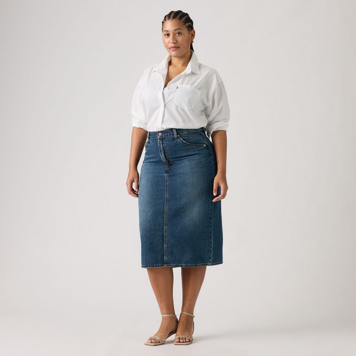 High Rise Slit Skirt — Review Time - Medium Wash
