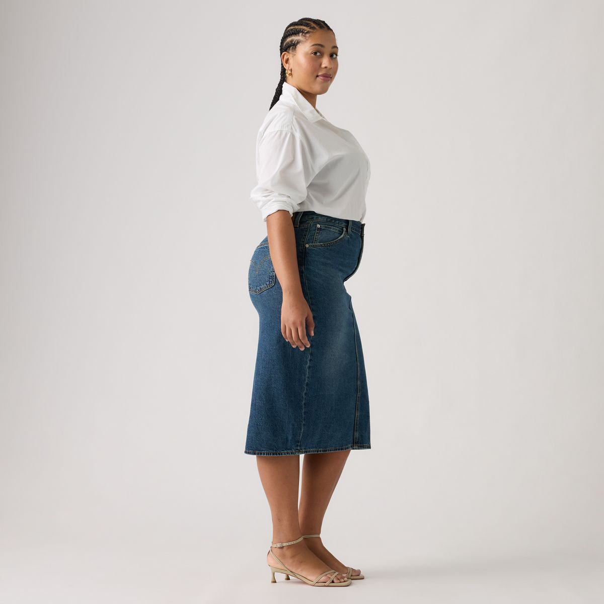 High Rise Slit Skirt — Review Time - Medium Wash