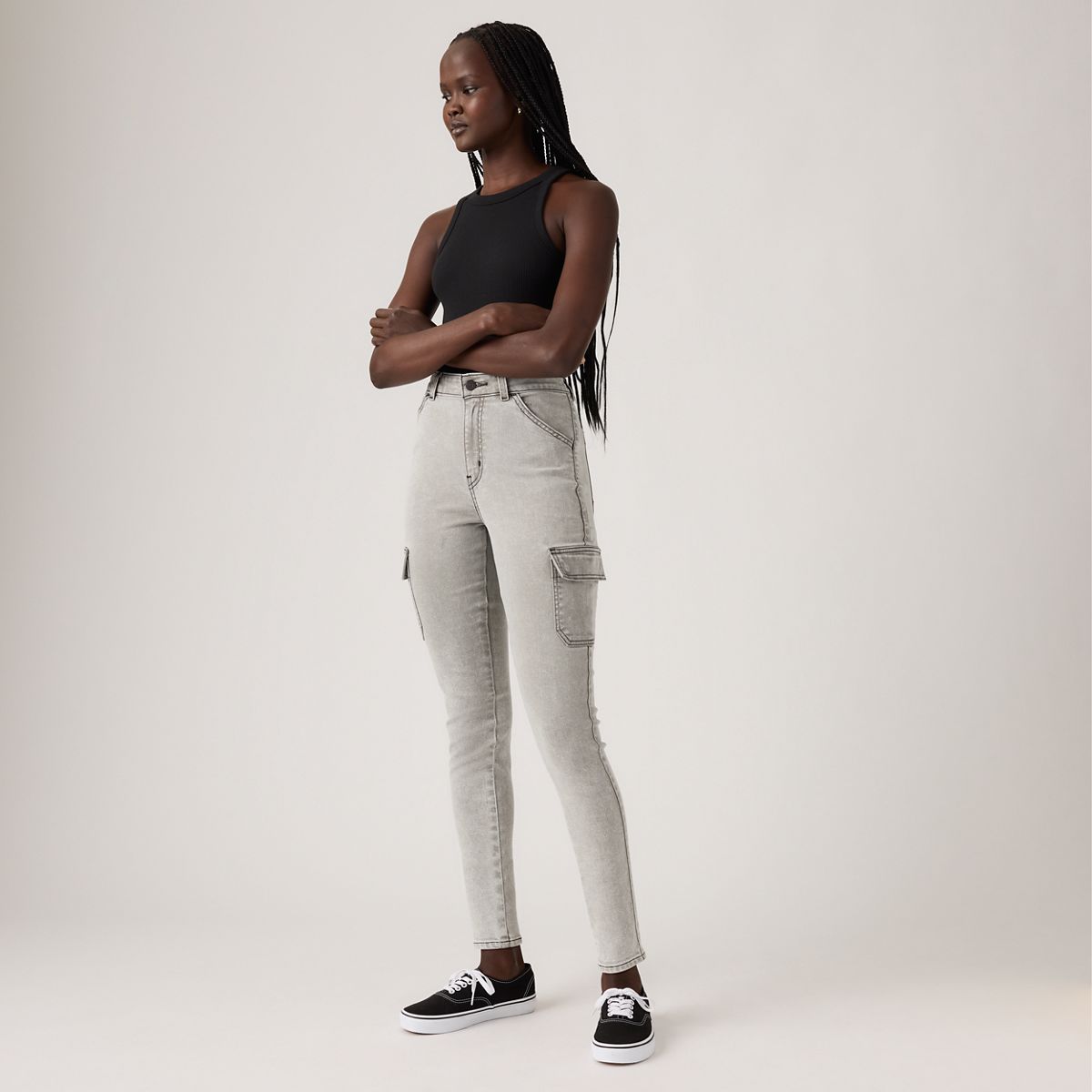 721 High Rise Skinny Cargo Women's Pants — Trerrain Of Thought - Grey