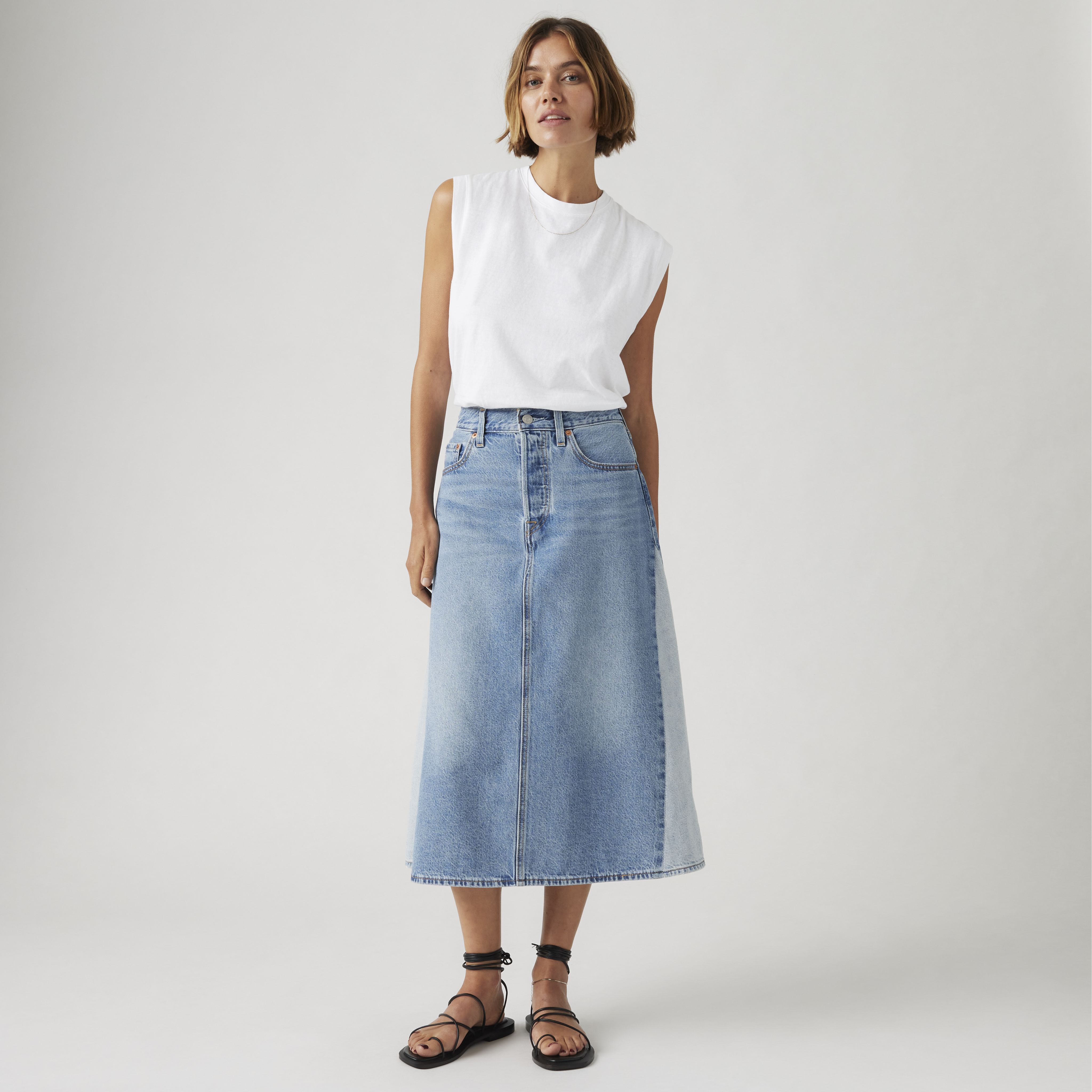 High Rise A-Line Pieced Skirt 1