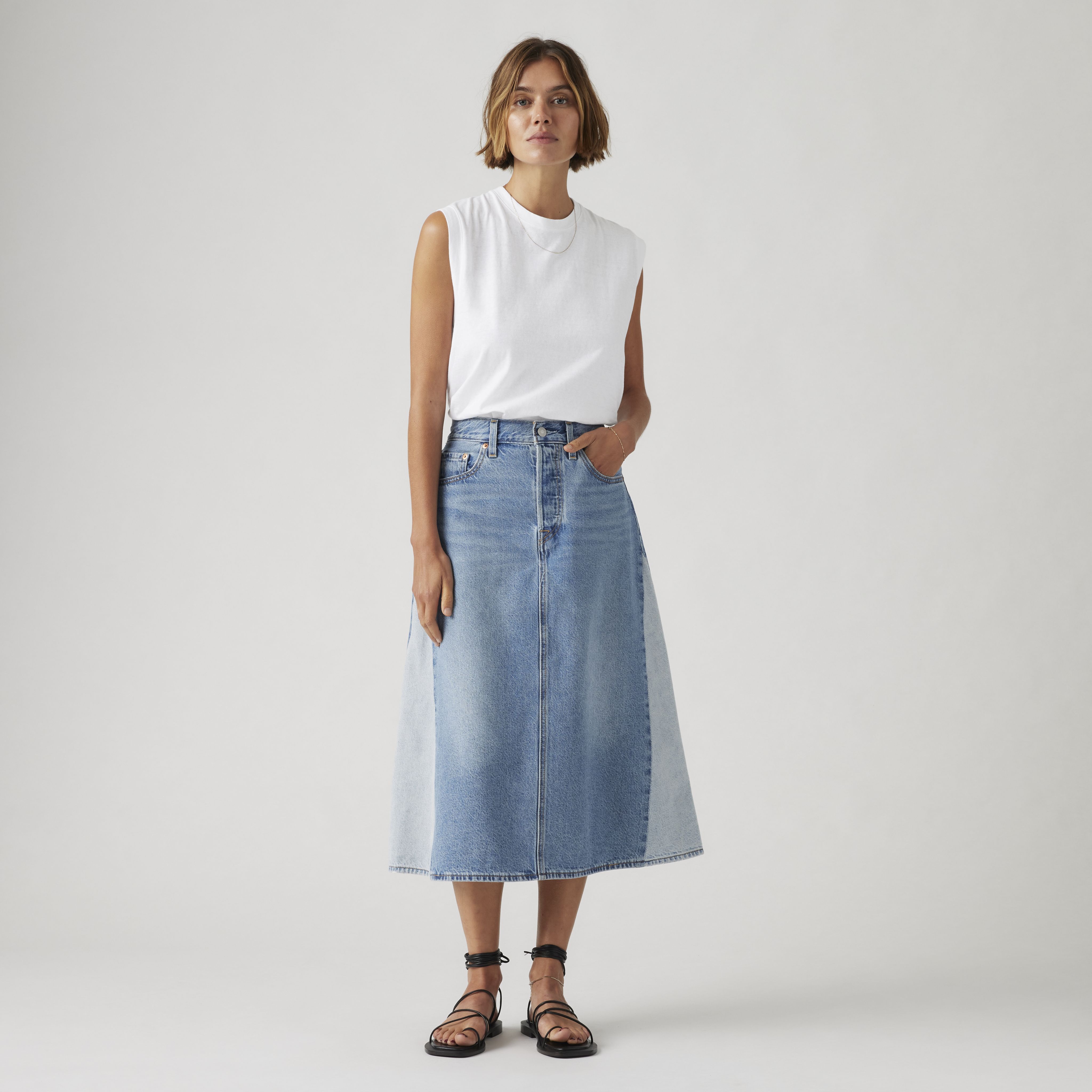 High Rise A-Line Pieced Skirt 5