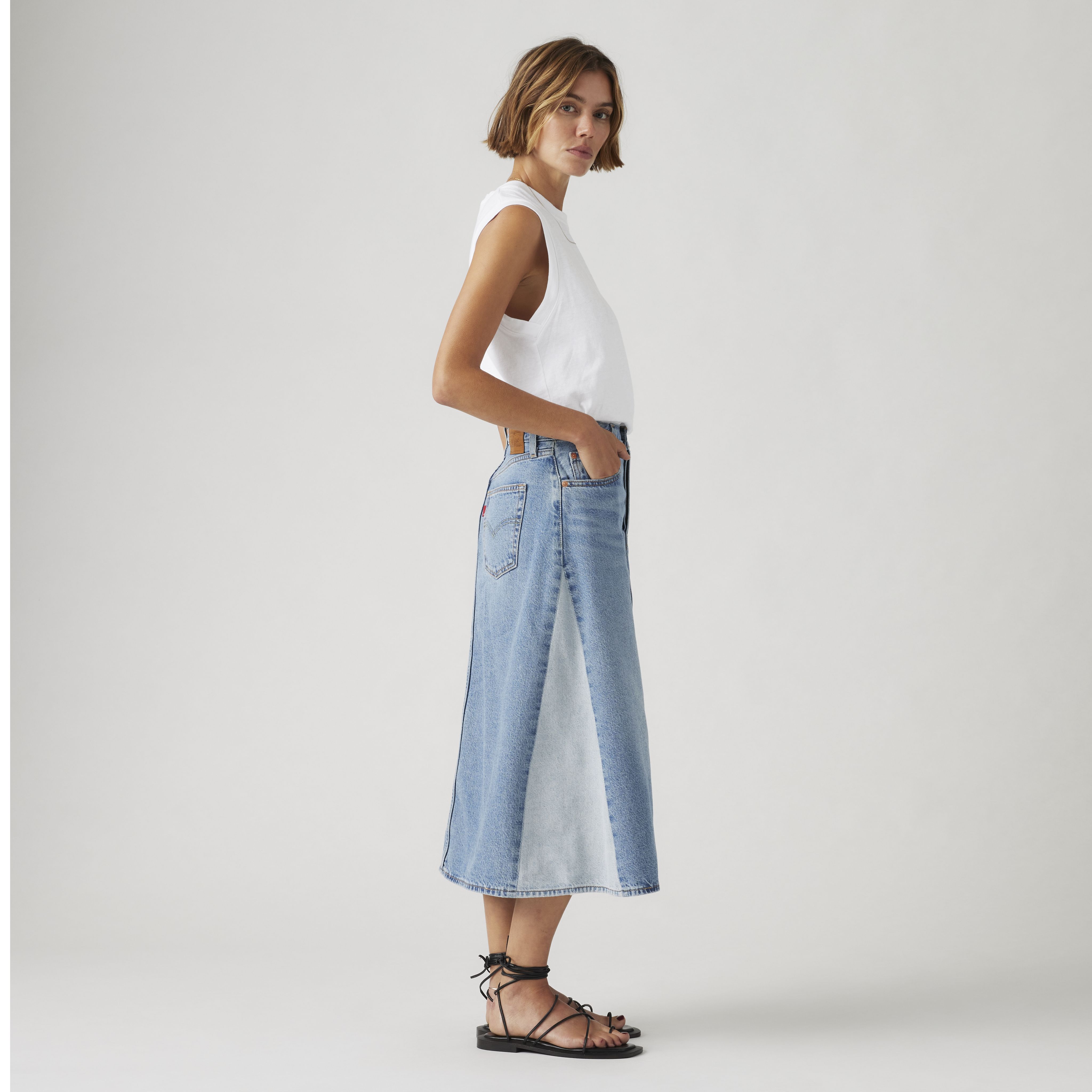 High Rise A-Line Pieced Skirt 4