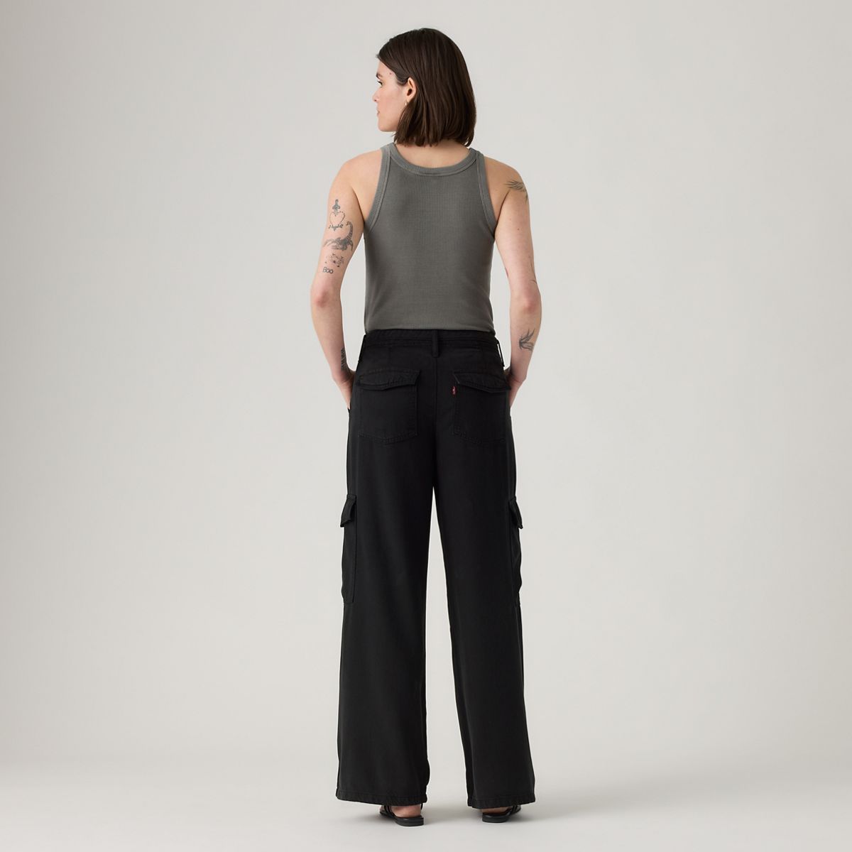 Baggy Dad Cargo TENCEL™ Women's Pants — Caviar - Black