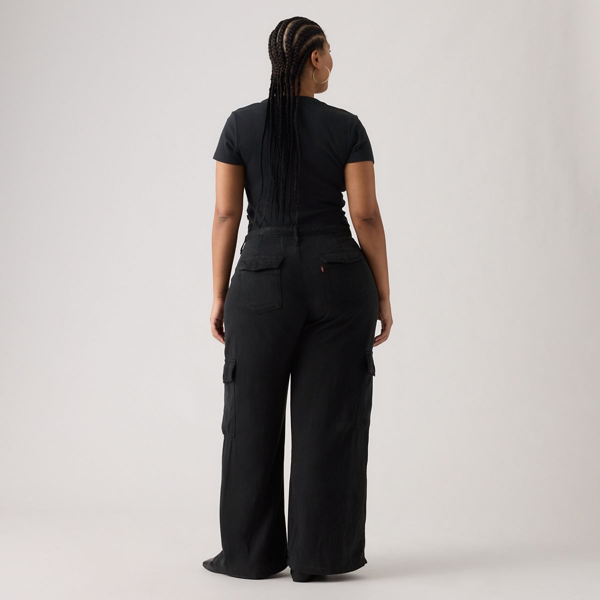 Baggy Dad Cargo TENCEL™ Women's Pants — Caviar - Black