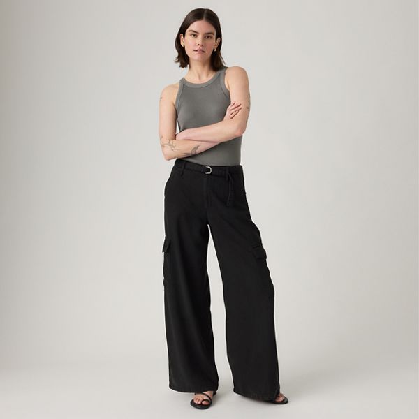 Baggy Dad Cargo TENCEL™ Women's Pants — Caviar - Black
