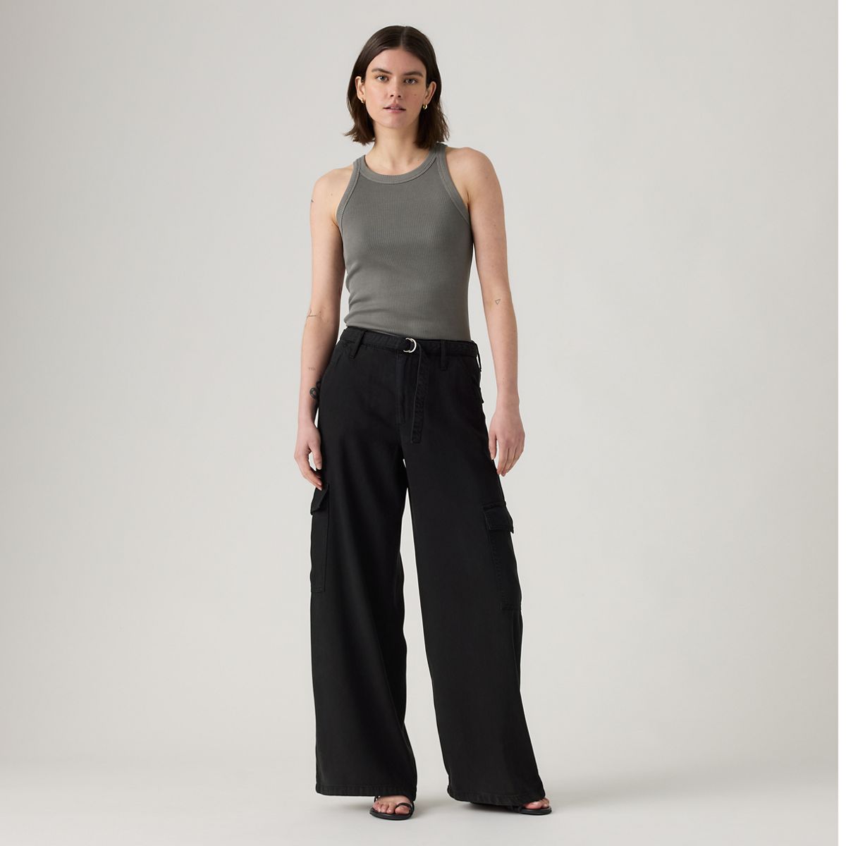 Baggy Dad Cargo TENCEL™ Women's Pants — Caviar - Black