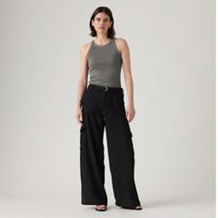 Baggy Dad Cargo TENCEL™ Women's Pants — Caviar - Black 5
